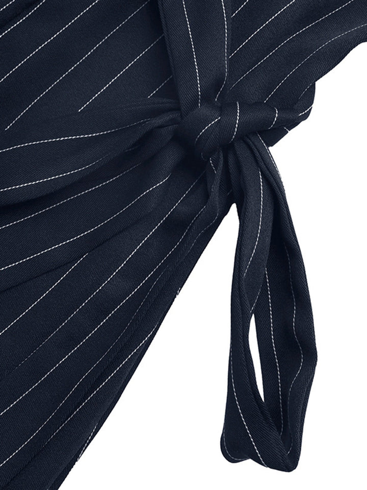 Navy Blue 1960s Striped Vintage Classic Dress 2