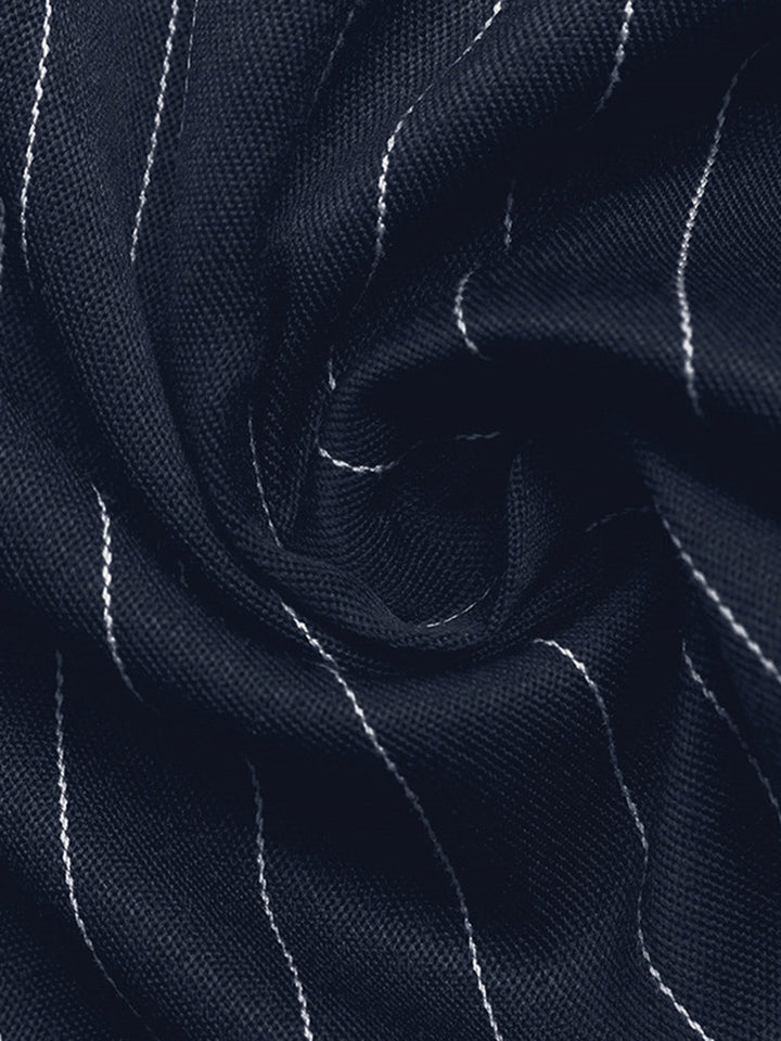 Navy Blue 1960s Striped Vintage Classic Dress 3