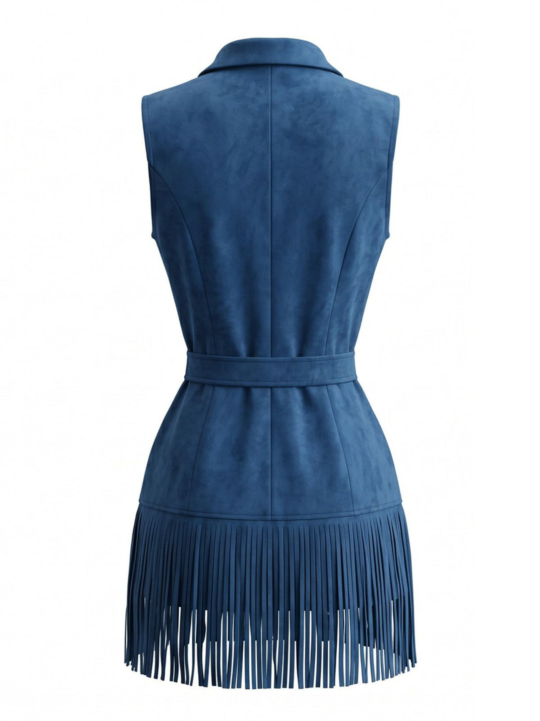 Navy Blue 1970s Faux Suede Western Fringe Belted Dress, vintage dress, retro fashion - perfect for women who love vintage and retro fashion