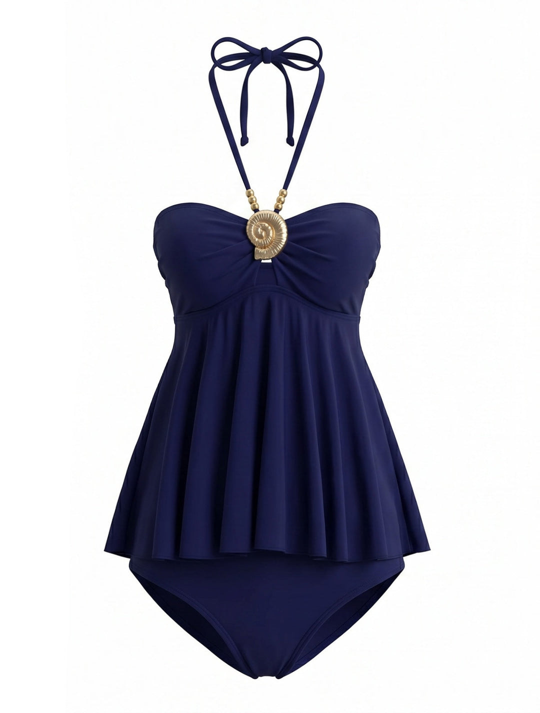Navy Blue Cutout Set Tankini