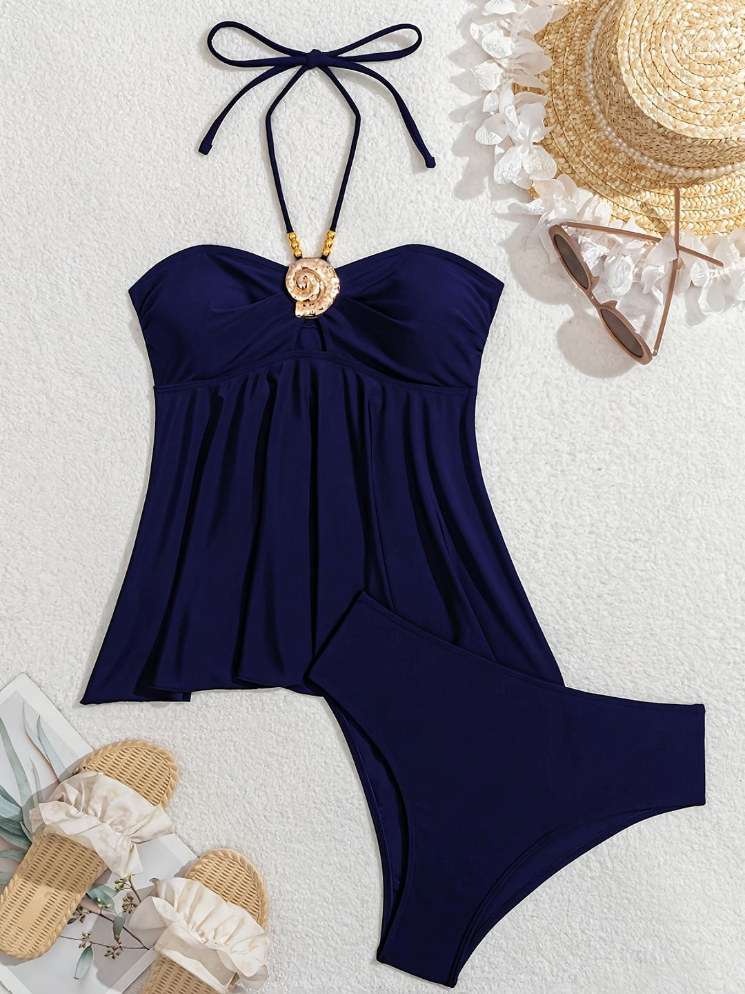 Navy Blue Cutout Set Tankini 5
