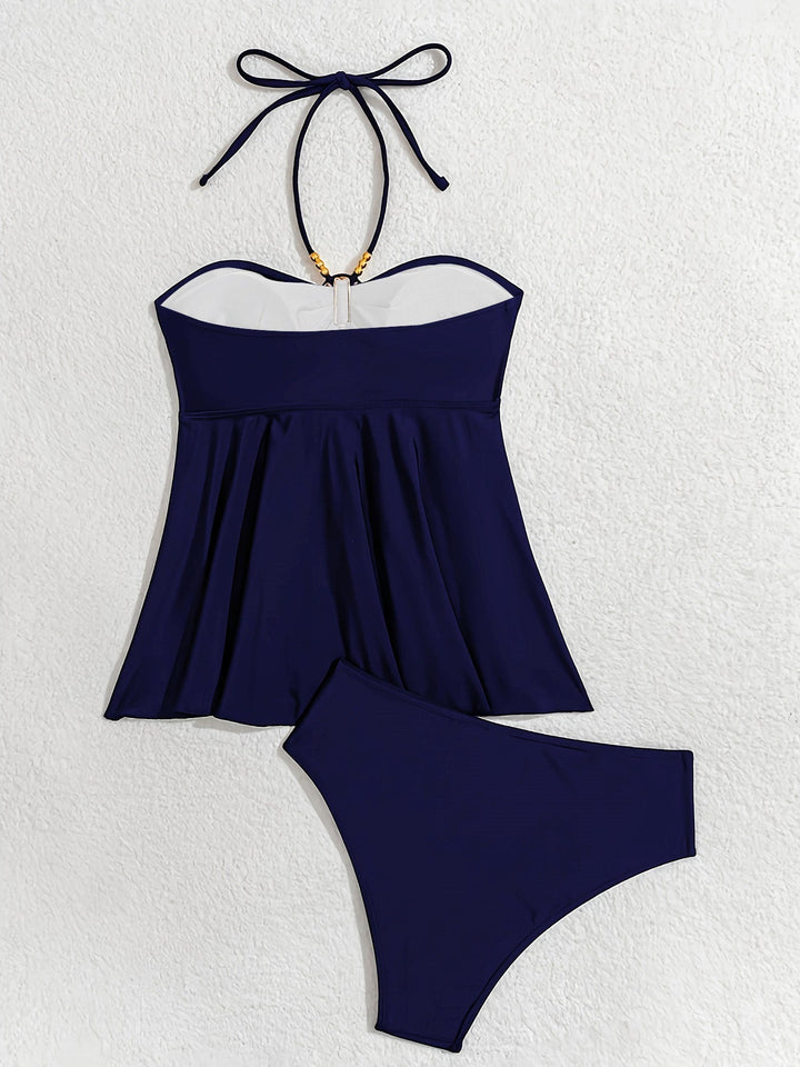 Navy Blue Cutout Set Tankini 6