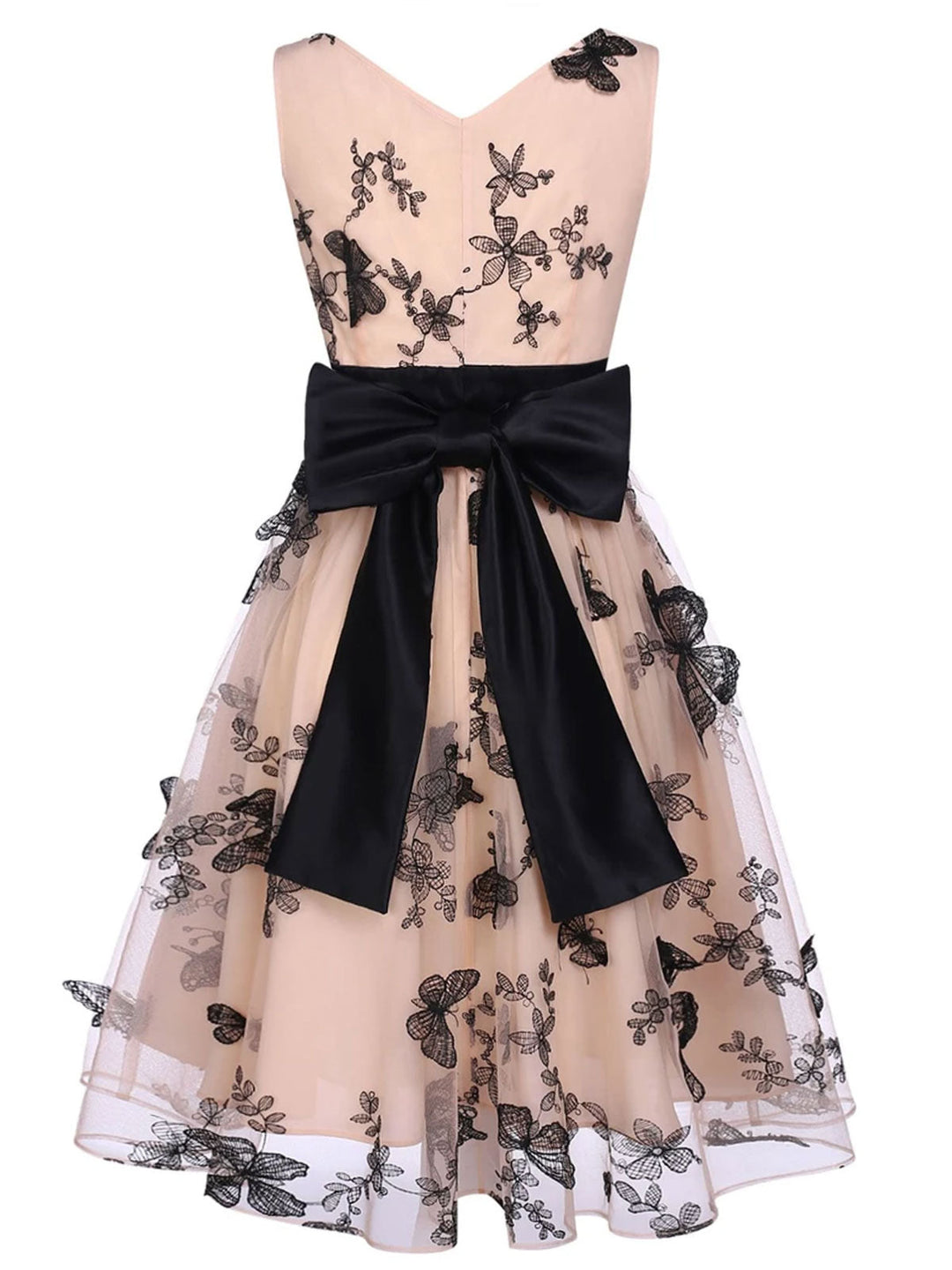 Nude 1950s Lace Butterfly Swing Vintage Dress, classic vintage style elegant retro fashion - Image 4