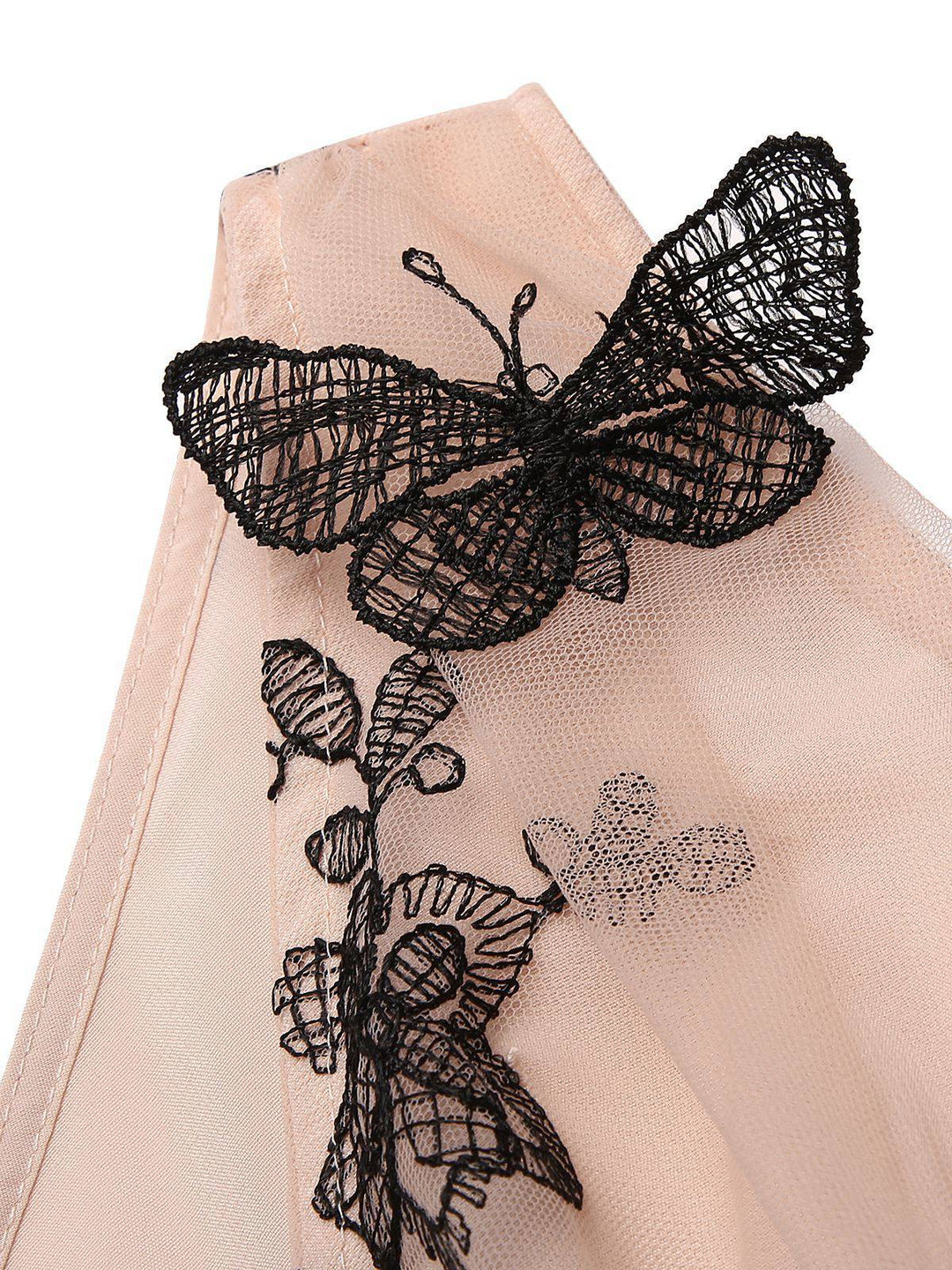 Nude 1950s Lace Butterfly Swing Vintage Dress, classic vintage style elegant retro fashion - Image 6