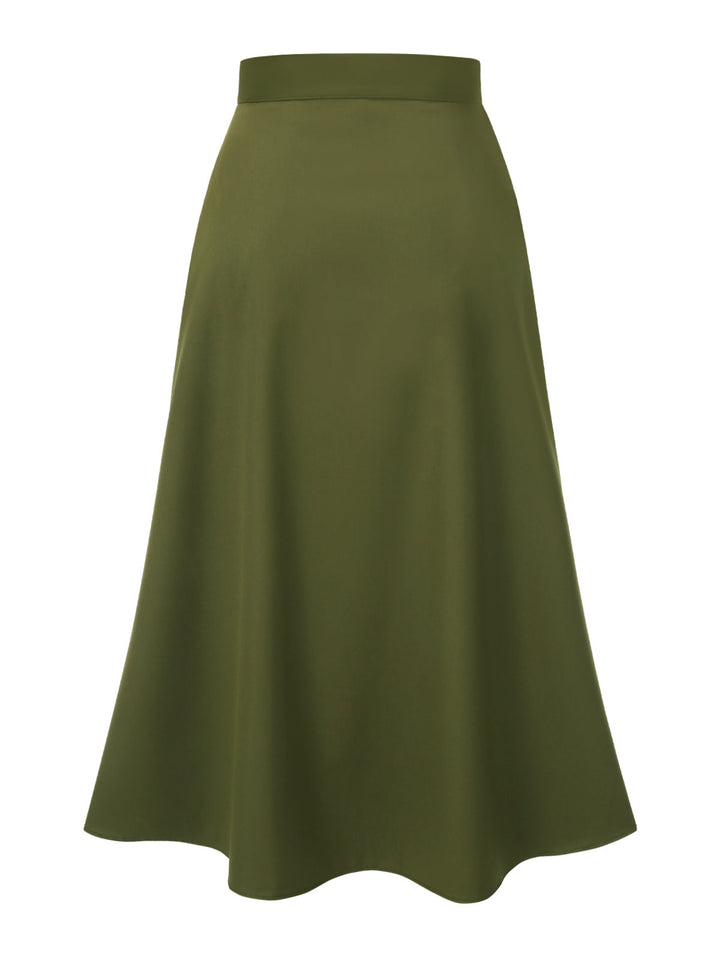 Olive Green 1940s Button Slit Skirt — because 1940s glamour deserves an encore