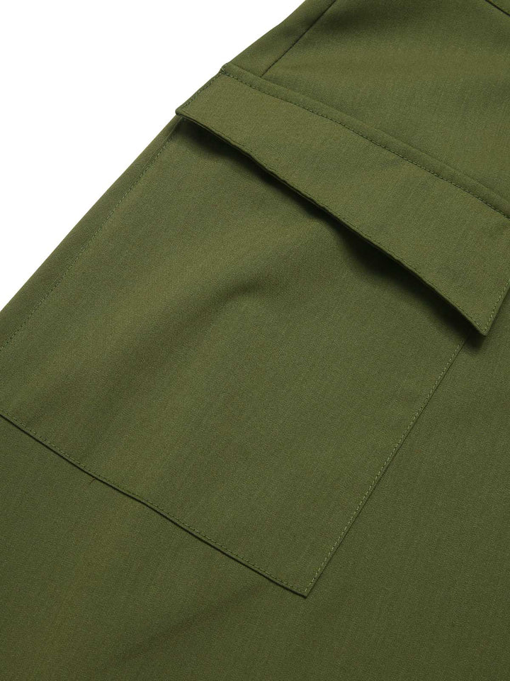 Olive Green 1940s Button Slit Skirt — 1940s femininity that moves with her mood