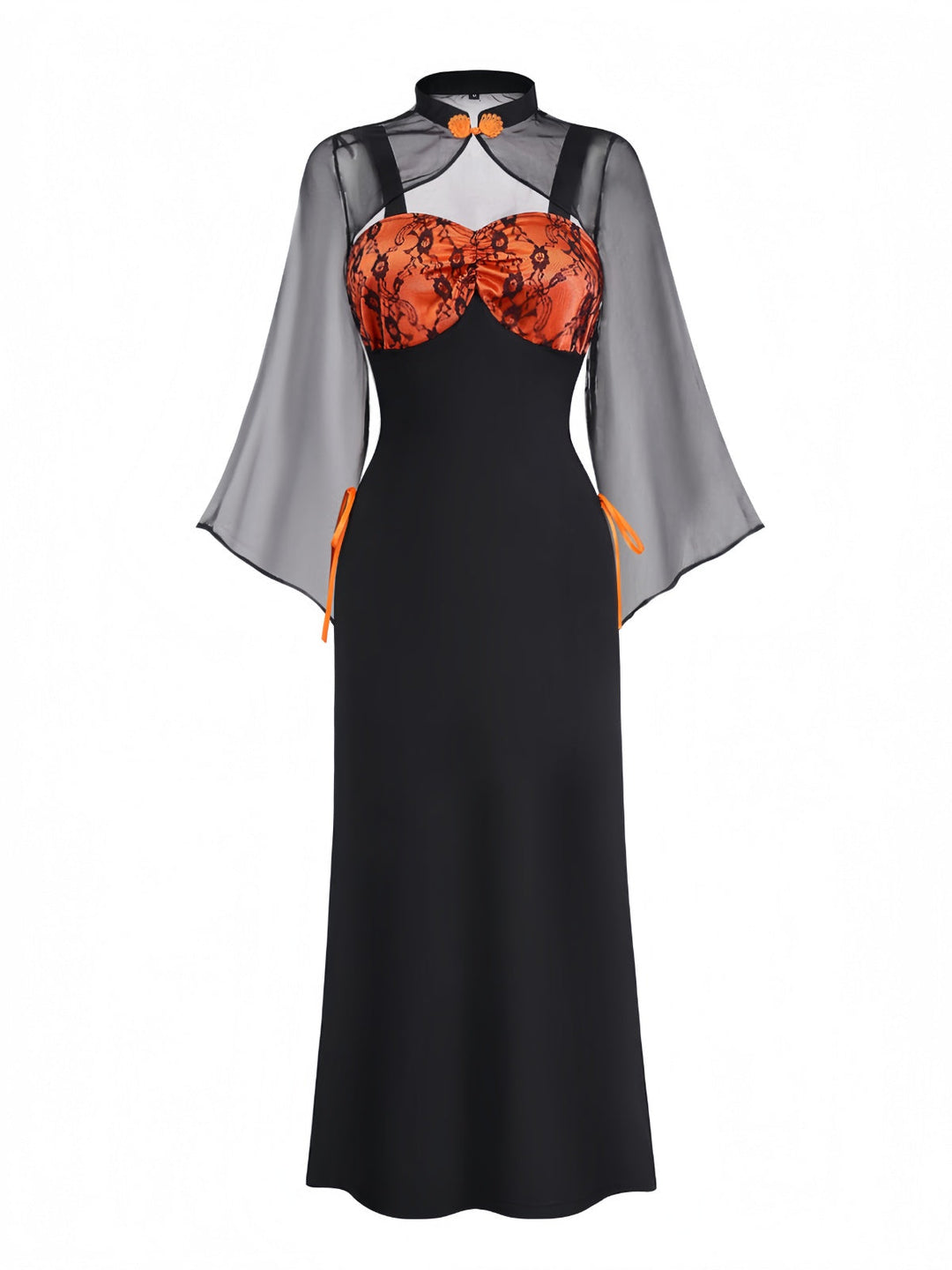 Orange 1940s Floral Lace Dress With Cape &amp; Hat, vintage dress, retro fashion, floral print, lace detail - perfect for women who love vintage and retro fashion