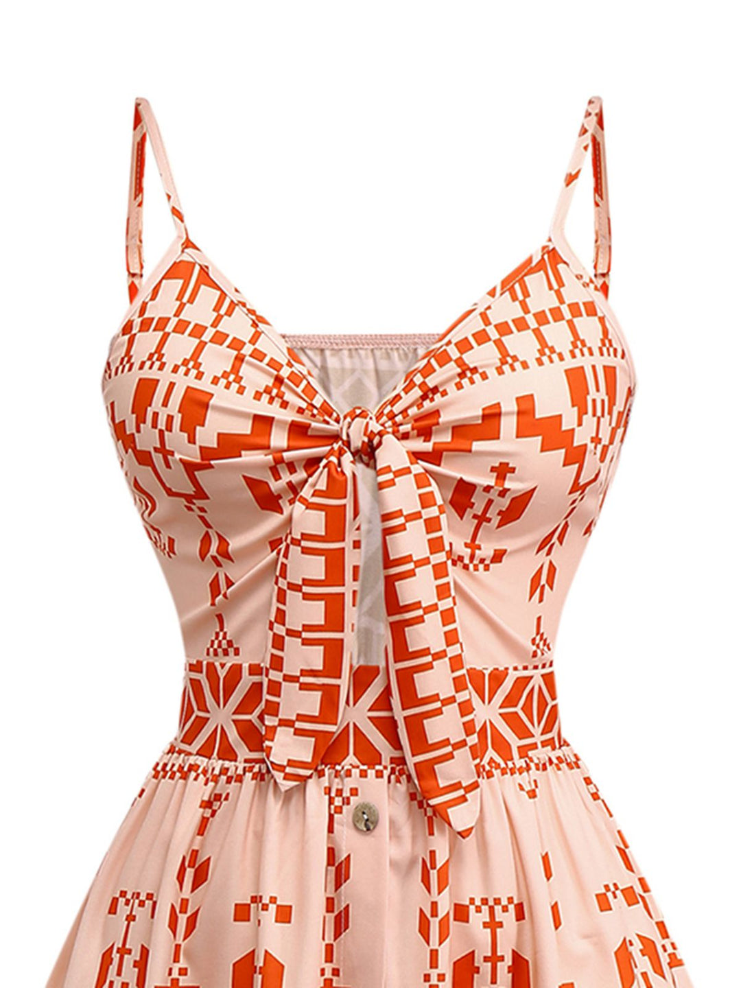 This Orange 1940s Floral Print Lace-Up Cut-Out Dress wraps her in 1940s elegance, one twirl at a time