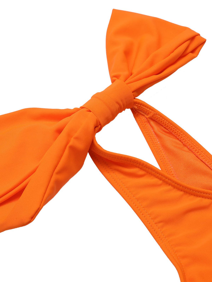 Orange 1940s Solid Swimsuit &amp; High Low Cover-Up, vintage swimsuit, pin-up swimwear - perfect for women who love vintage and retro fashion