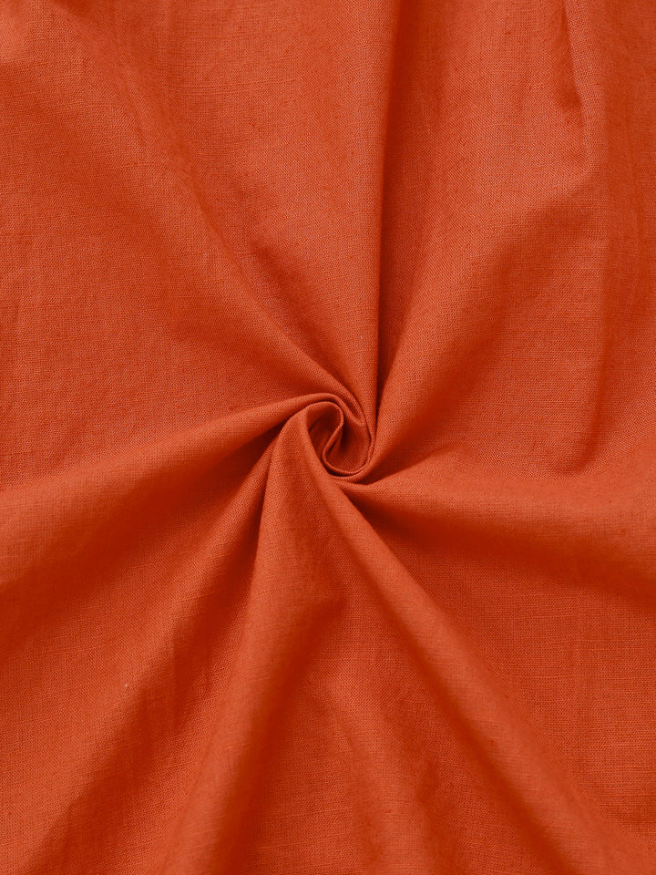 Orange 1940s V-Neck Brooch Button Solid Dress - vintage dress, retro fashion
