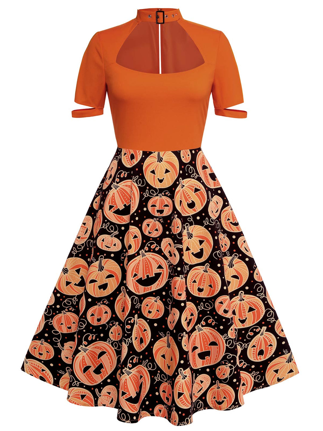 Orange 1950s Halloween Pumpkin Swing Dress, vintage dress, retro fashion, rockabilly, pin-up fashion - perfect for women who love vintage and retro fashion