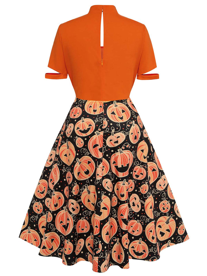 Orange 1950s Halloween Pumpkin Swing Dress, vintage dress, retro fashion, rockabilly, pin-up fashion - perfect for women who love vintage and retro fashion