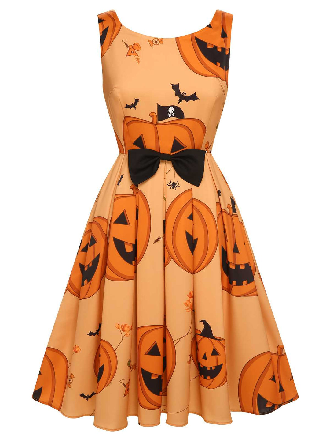 Orange 1950s Halloween Sleeveless Beading Dress — vintage elegance for the modern woman