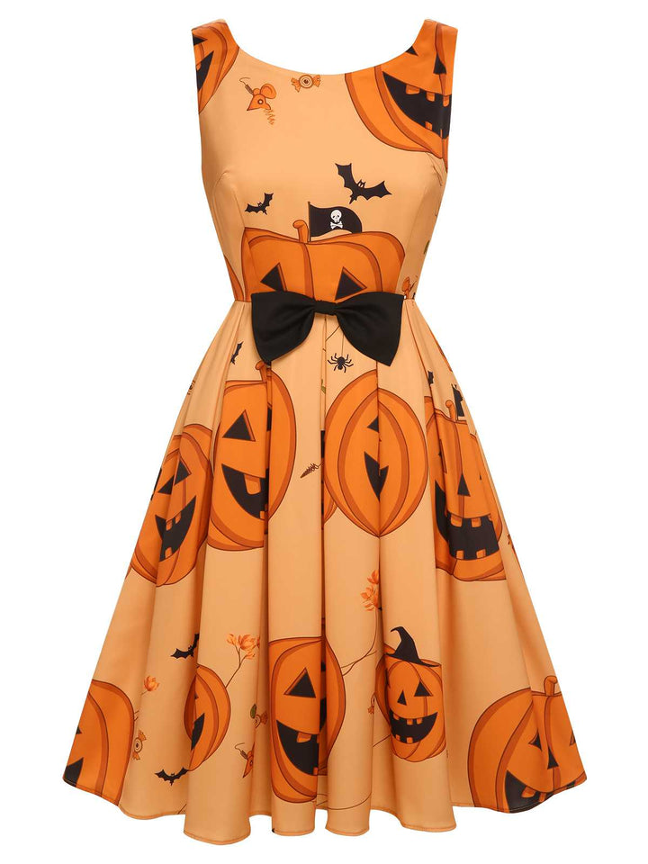 Orange 1950s Halloween Sleeveless Beading Dress — vintage elegance for the modern woman