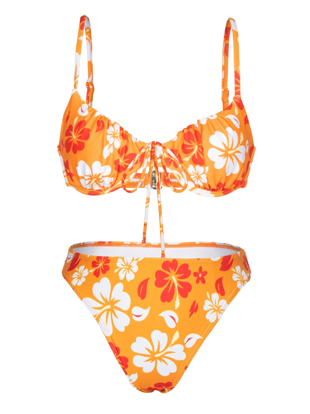 Orange 1950s Silhouette Floral Straps Skirt Bikini — because 1950s glamour never goes out of style