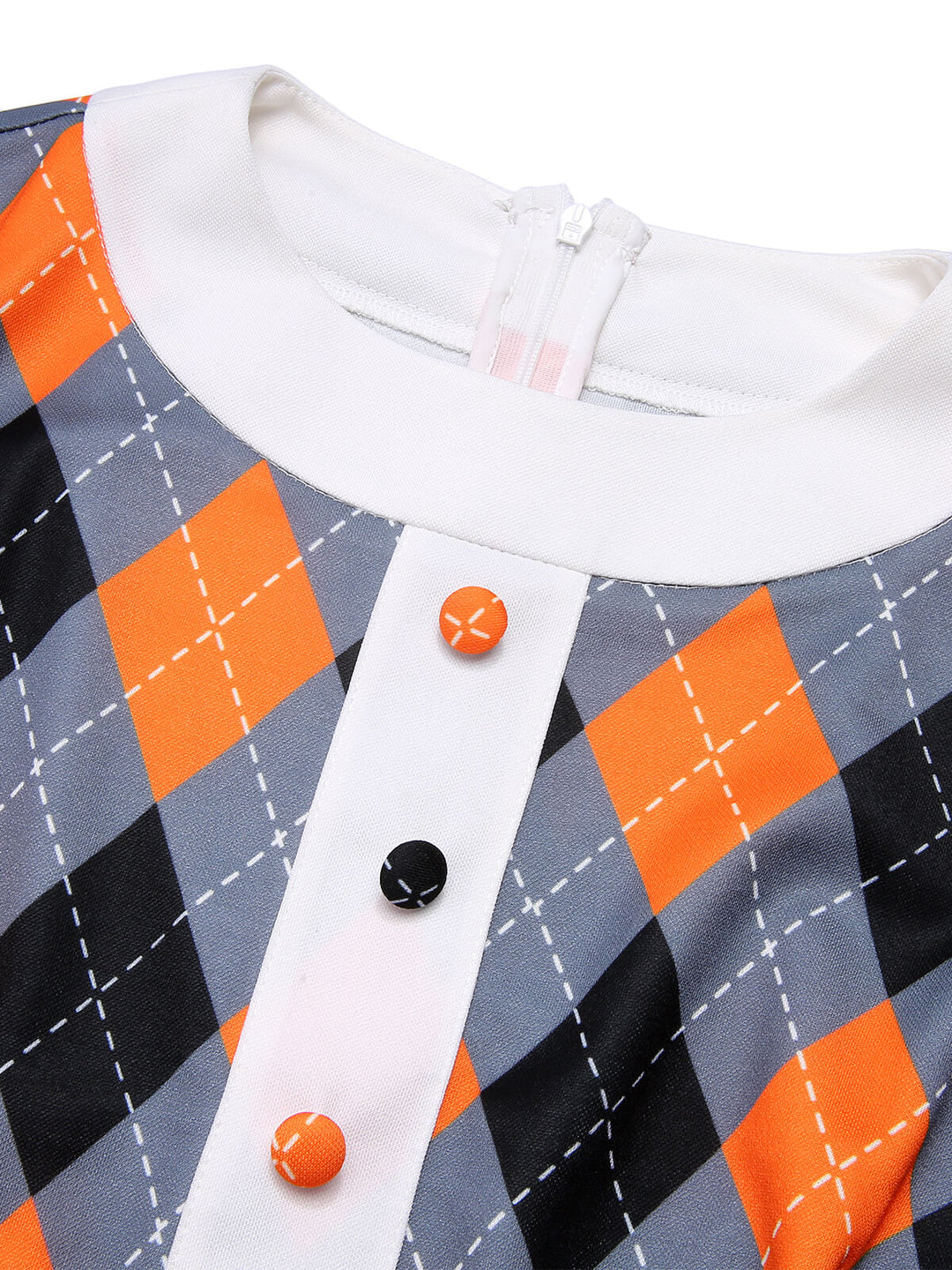 Orange 1960s Color Block Argyle Shift Dress, vintage dress, retro fashion - perfect for women who love vintage and retro fashion