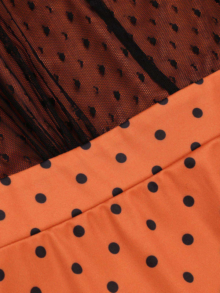 Orange 1960s Illusion Bodycon Dress, classic 1960s style elegant retro fashion - Image 6
