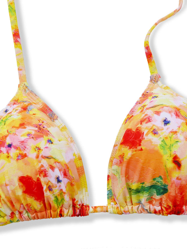 Orange Print Long Sleeve Tankini 4