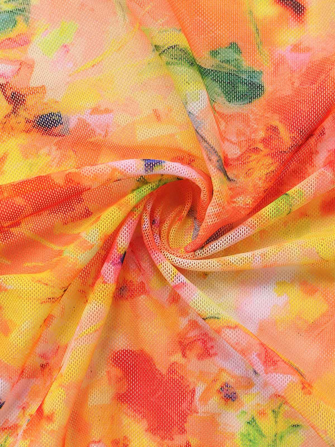 Orange Print Long Sleeve Tankini 6