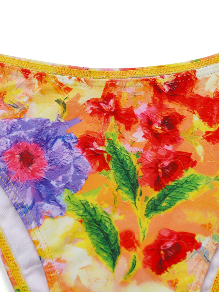 Orange Print Long Sleeve Tankini 8