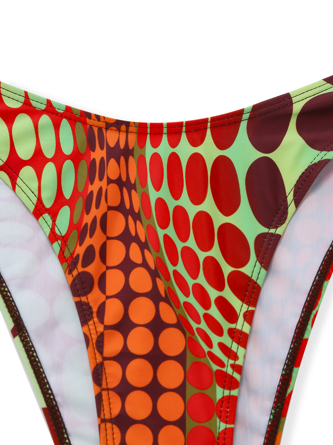 Orange 1960s Psychedelic Polka Dot Mesh Bikini Set | vintage swimwear, retro swimsuit, pin-up style - perfect for retro fashion enthusiasts
