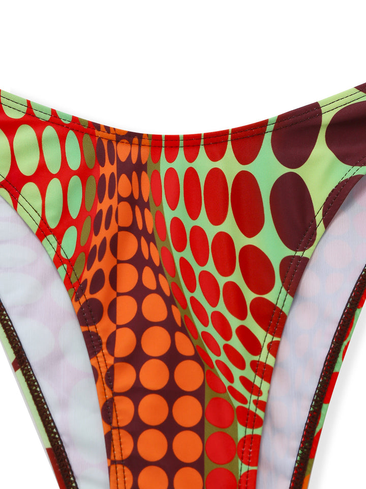 Orange 1960s Psychedelic Polka Dot Mesh Bikini Set | vintage swimwear, retro swimsuit, pin-up style - perfect for retro fashion enthusiasts