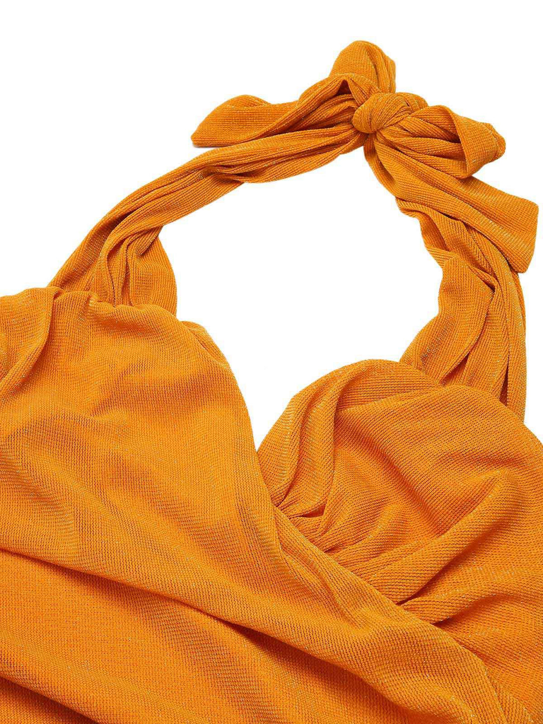 Orange 1960s Solid Folds Halter Pencil Dress, vintage dress, retro fashion - perfect for women who love vintage and retro fashion