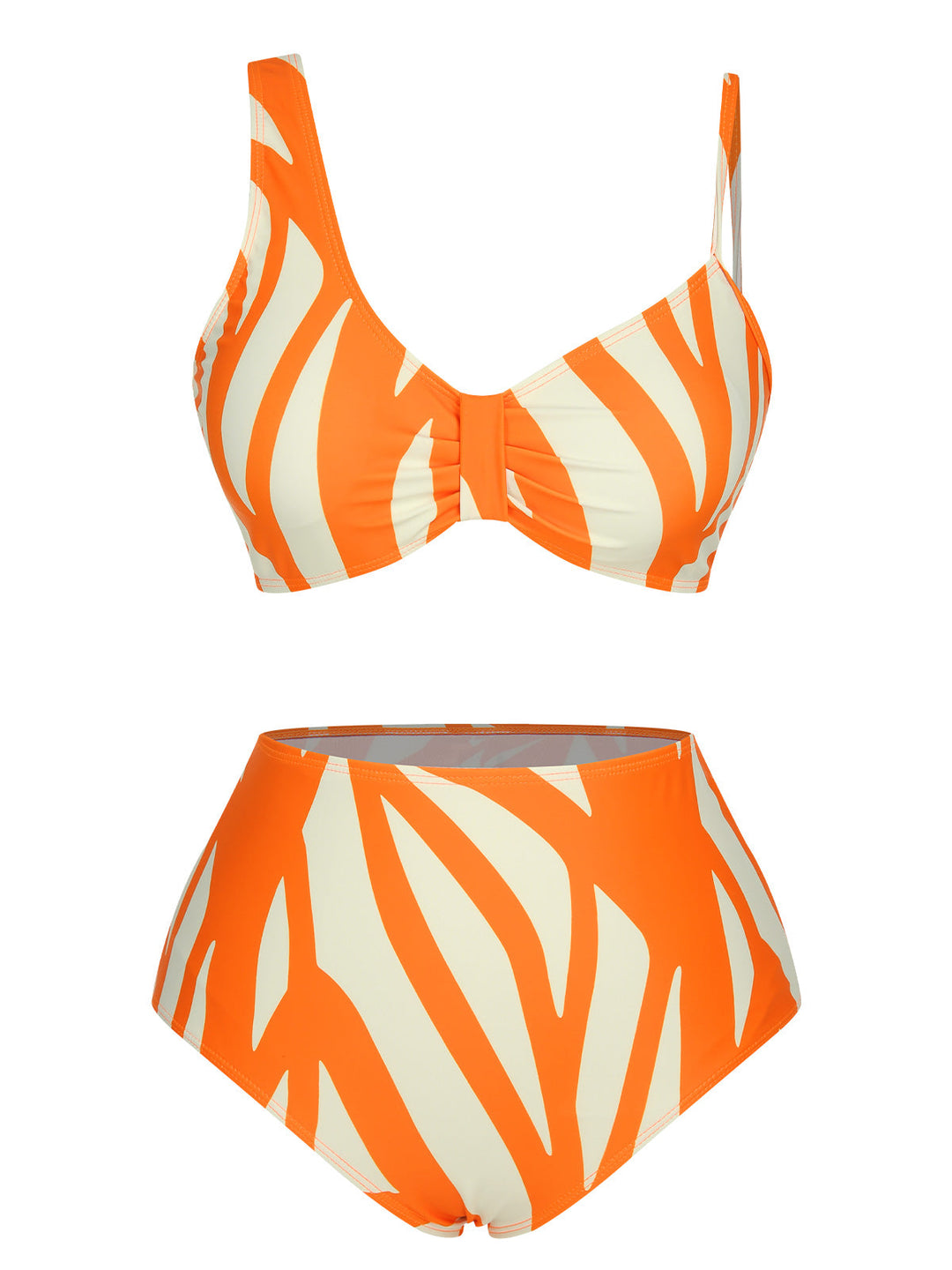 Orange 1960s Strap Stripe Swimsuit, vintage swimsuit, pin-up swimwear - perfect for women who love vintage and retro fashion