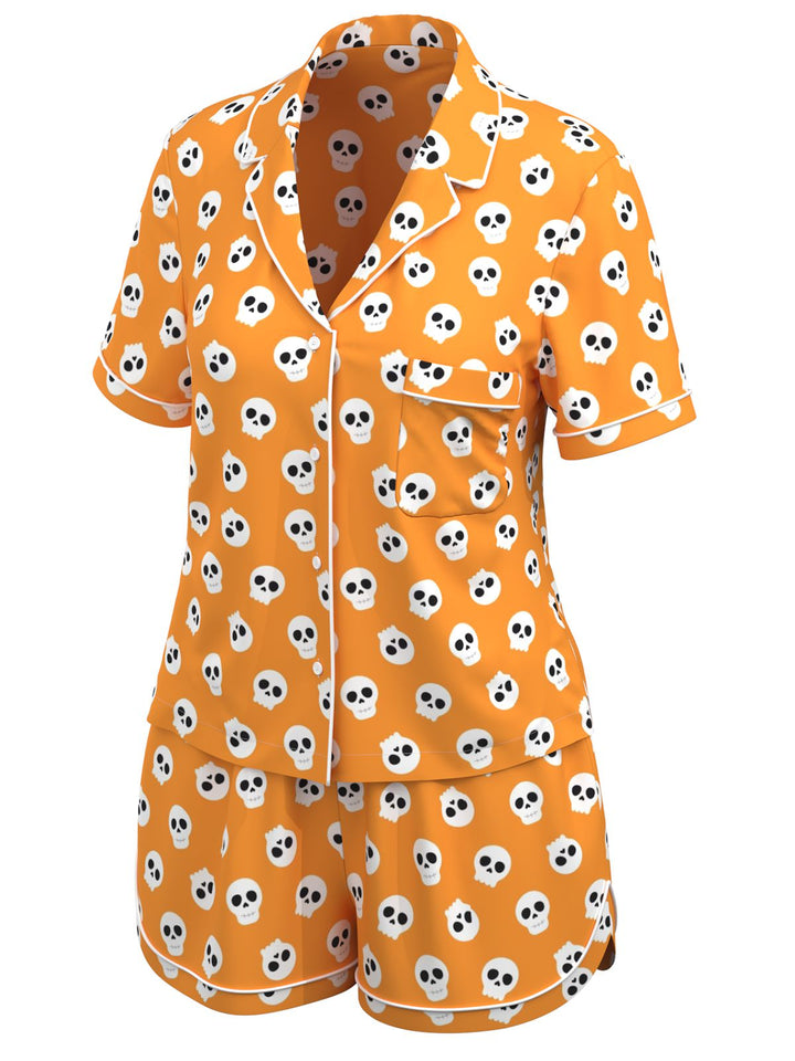 Orange Halloween Cartoon Skull Pajamas: timeless elegance she makes her own