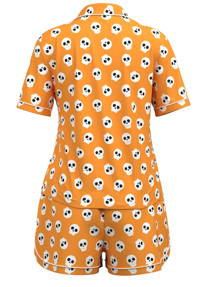 This Orange Halloween Cartoon Skull Pajamas whispers secrets to those who notice