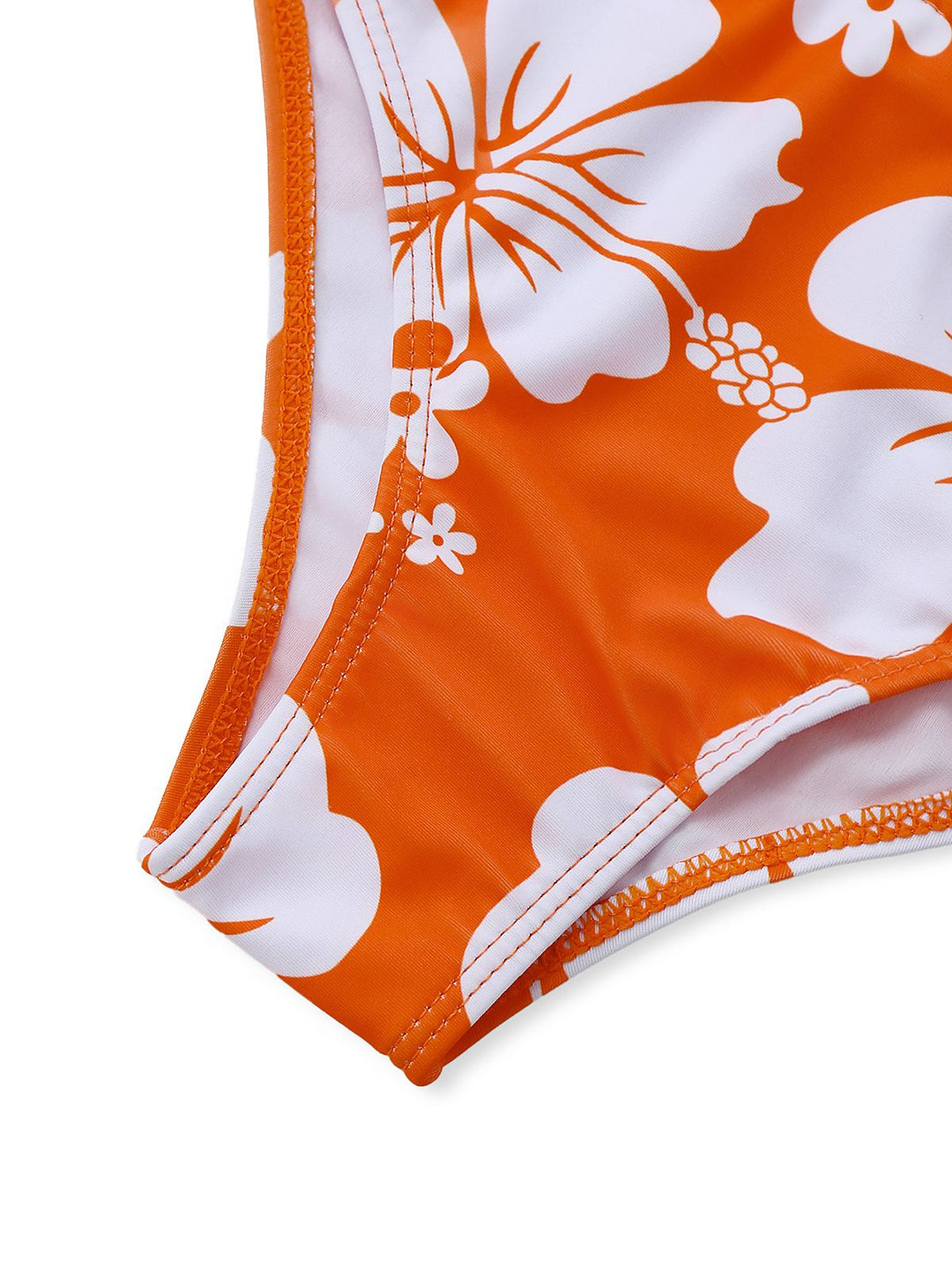 Orange 1970s Tropical Floral Halter Tie-Side Tankini Set | vintage fashion, retro style, classic elegance - perfect for retro fashion enthusiasts