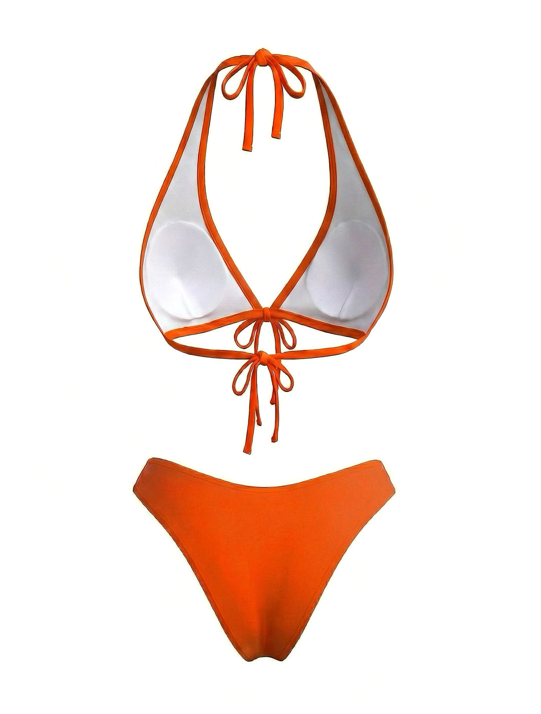 Orange 1980s Boho Irregular Bikini Set &amp; Cover-Up - vintage fashion, retro style