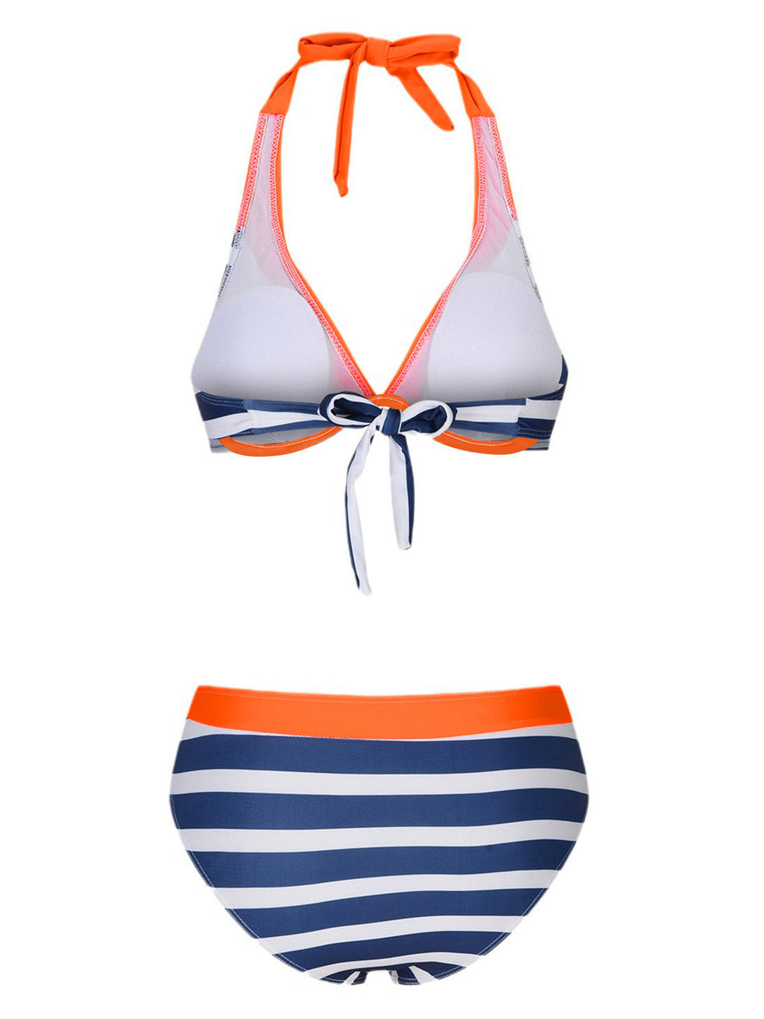 Orange &amp; Blue 1960s Halter Striped Swimsuit: 1960s Riviera elegance, reimagined for her