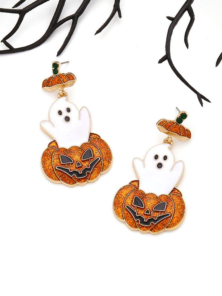 Orange Halloween Ghost &amp; Pumpkin Earrings: vintage detail work for the woman who notices