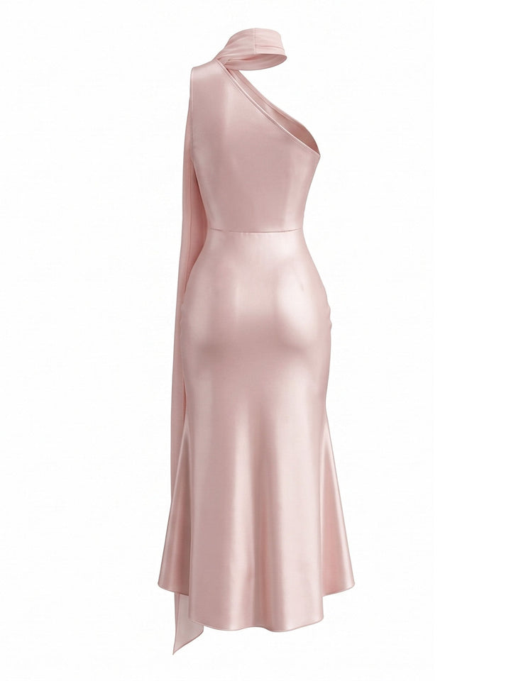 Orange Pink 1930s Halter Satin Belted Mermaid Dress, vintage dress, retro fashion - perfect for women who love vintage and retro fashion