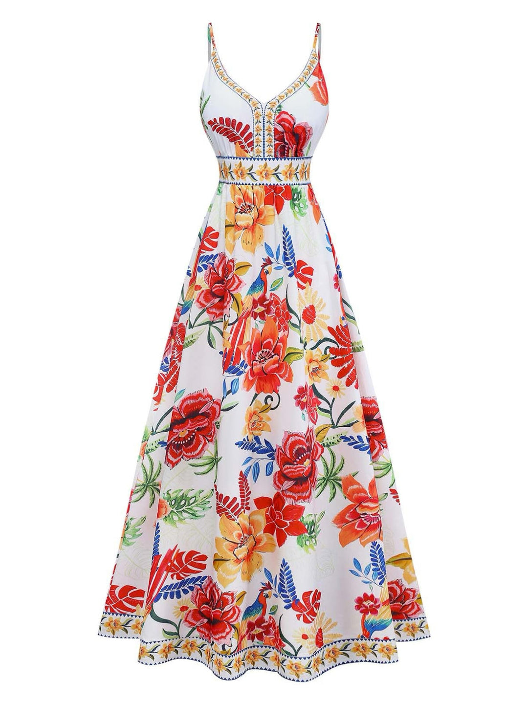 PAT 1950s Print Spaghetti Strap Maxi Dress, vintage dress, retro fashion, rockabilly, pin-up fashion - perfect for women who love vintage and retro fashion