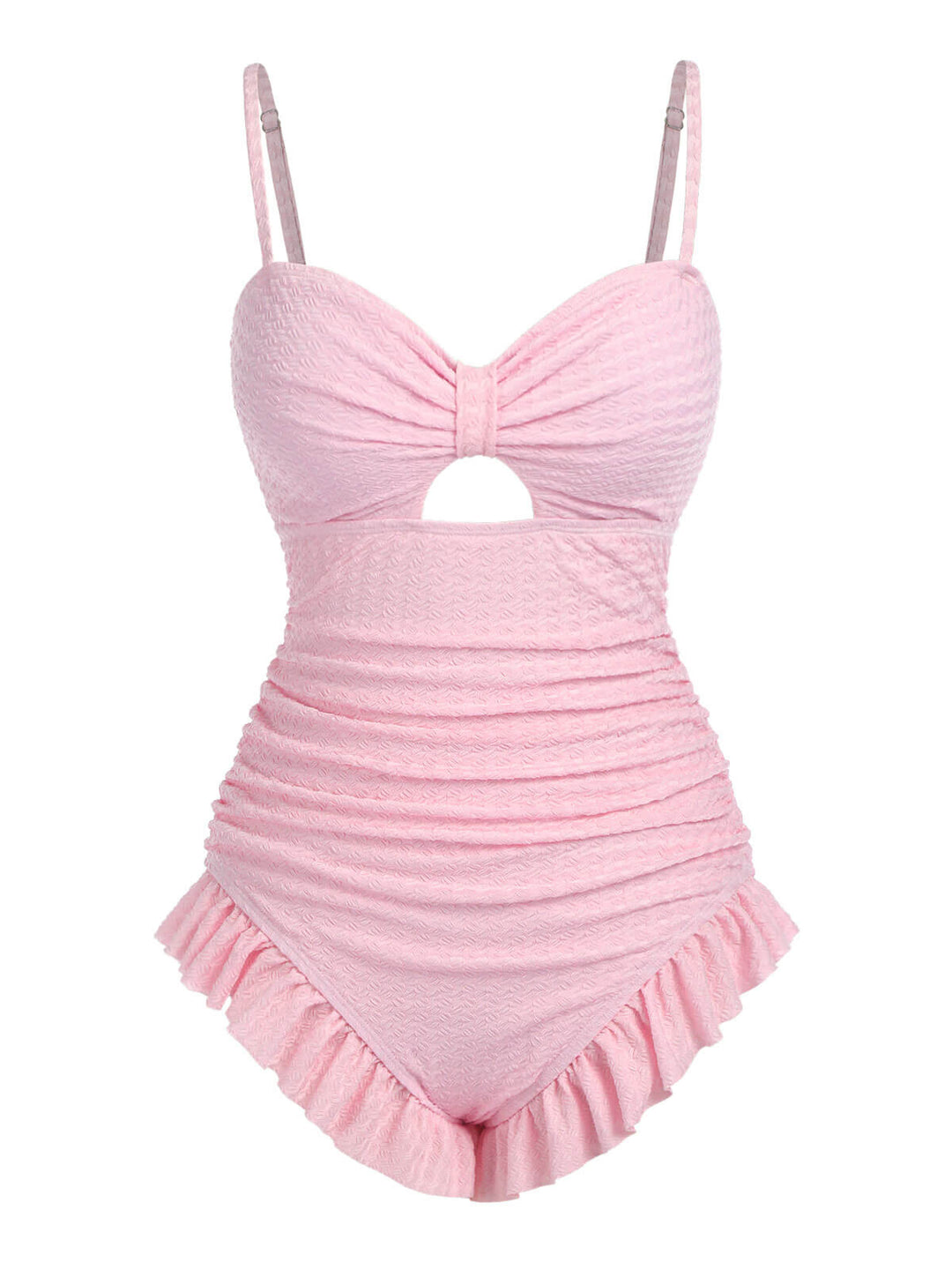 Pale Pink Solid Ruched Swimsuit, vintage swimsuit, swimwear - perfect for women who love vintage and retro fashion