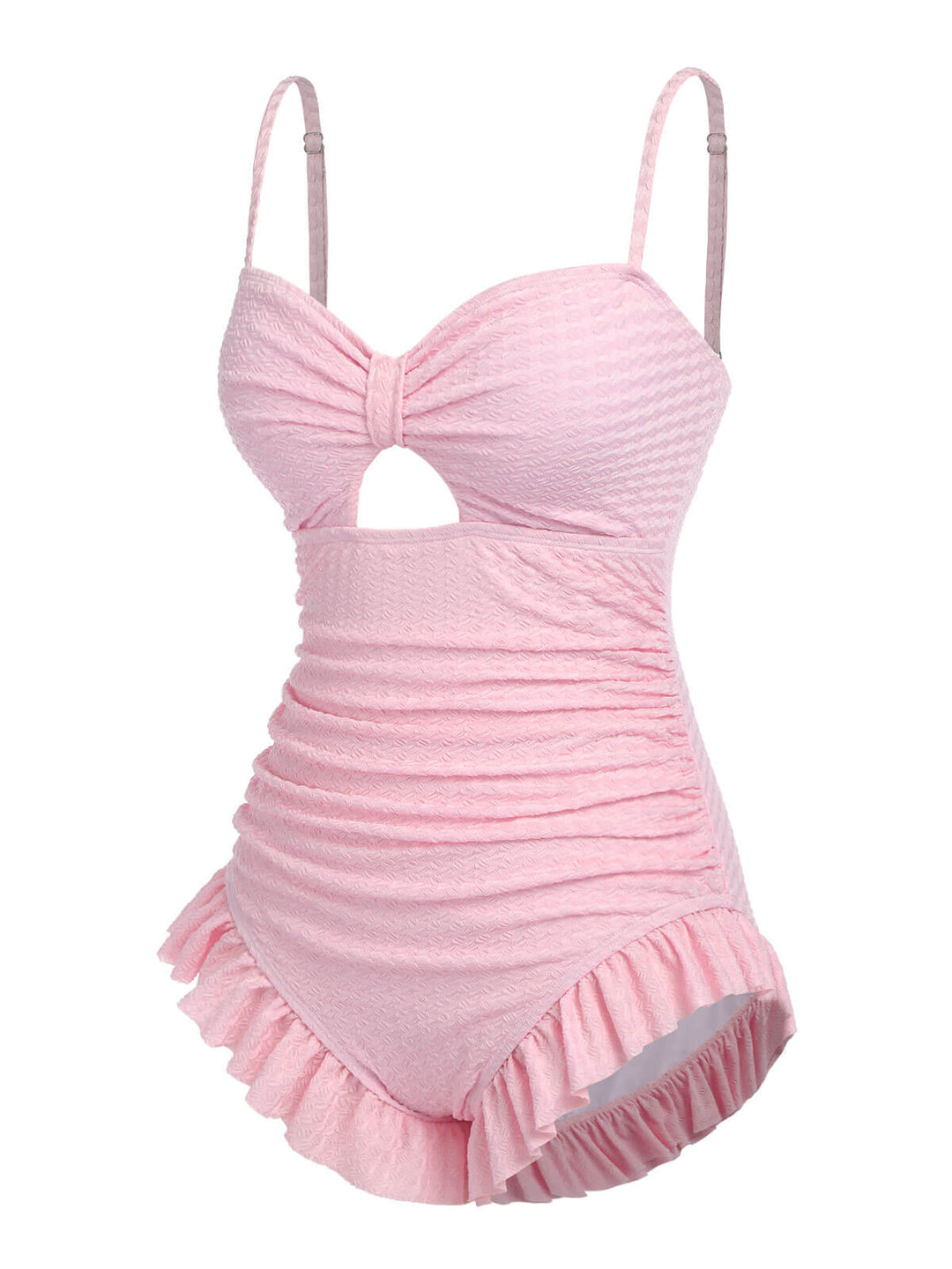Pale Pink Solid Ruched Swimsuit, vintage swimsuit, swimwear - perfect for women who love vintage and retro fashion