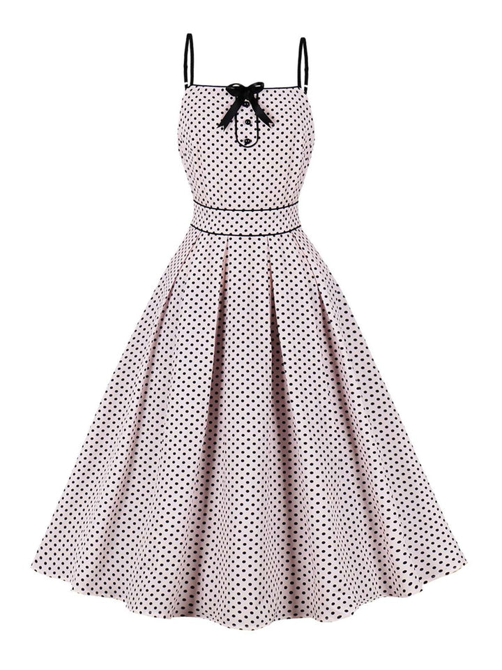 Pale Pink 1950s Polka Dots Swing Dress, vintage dress, retro fashion, rockabilly, pin-up fashion - perfect for women who love vintage and retro fashion