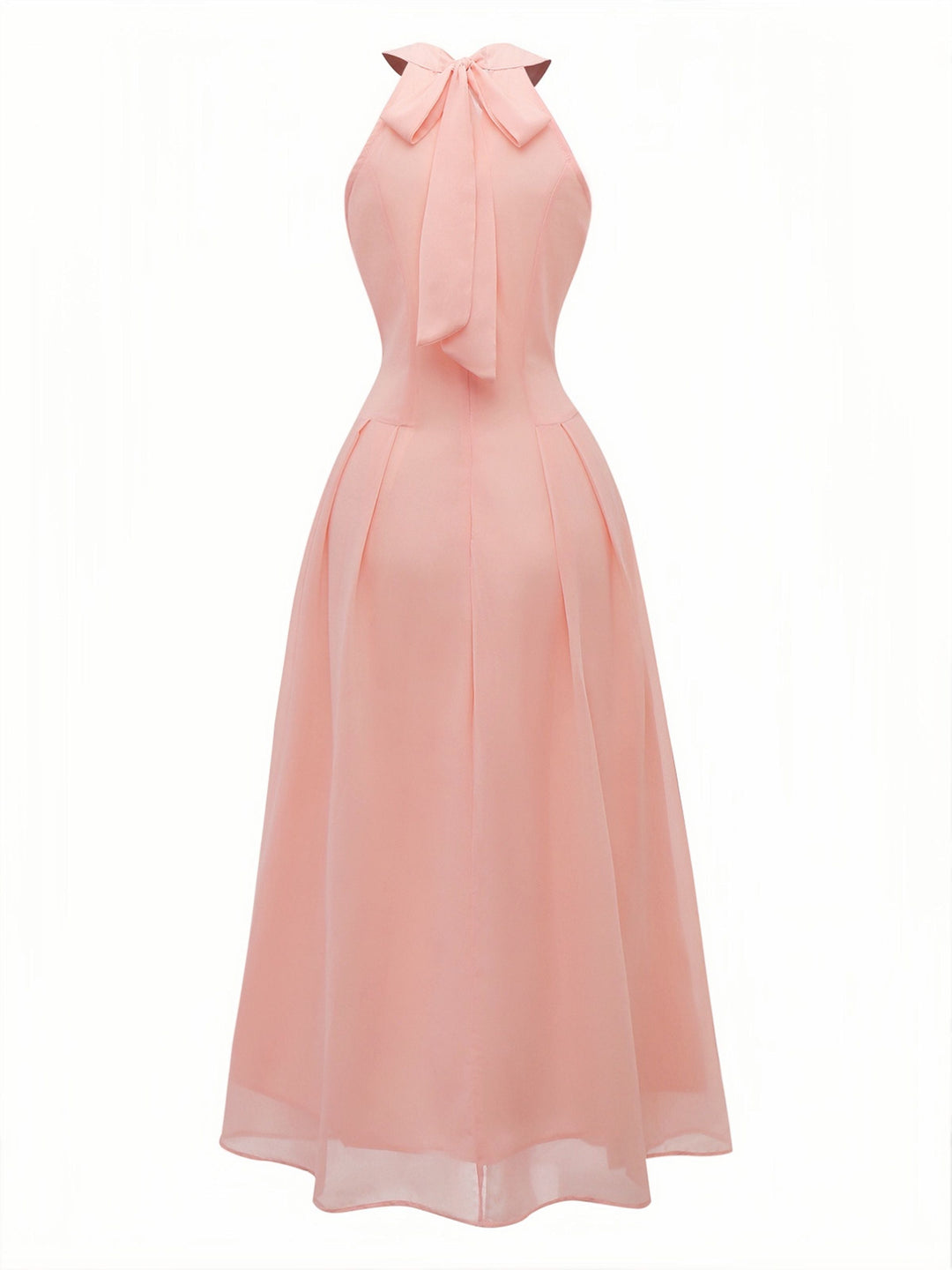 Peach 1940s Halter Cutout Button-Front Maxi Dress | vintage dress, retro fashion, elegant style - perfect for retro fashion enthusiasts
