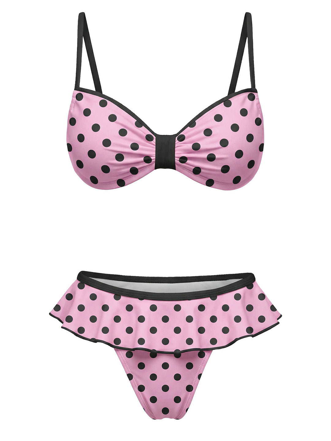 Peach-Pink--Polka-Dot-Swimsuit, vintage, retro, swimwear