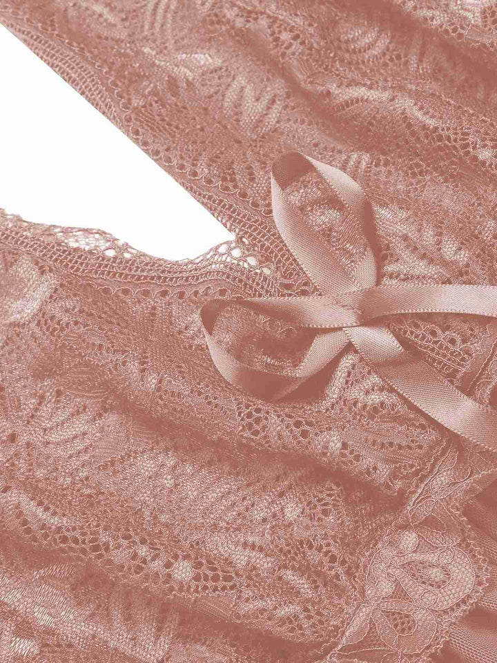 Fabric texture: Deep V-Neck Lace Mesh Nightgown, perfect for retro themed parties, vintage fashion enthusiasts and special occasions