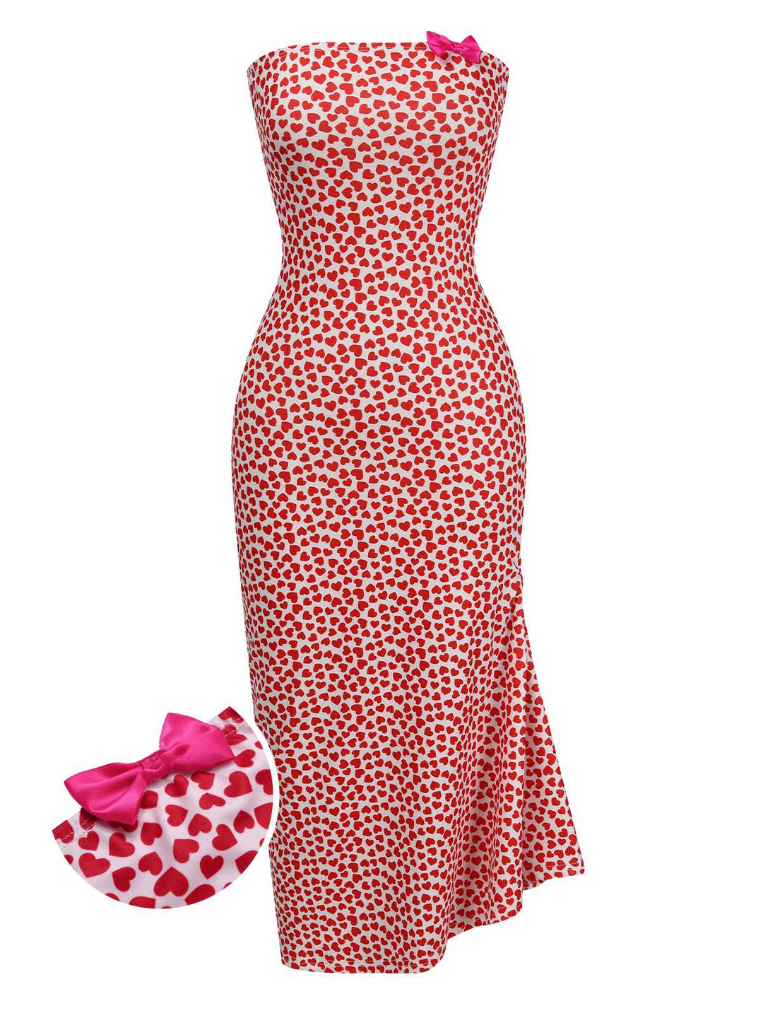 She slips into this Pink 1930s Heart Bow Fishtail Dress and suddenly it&