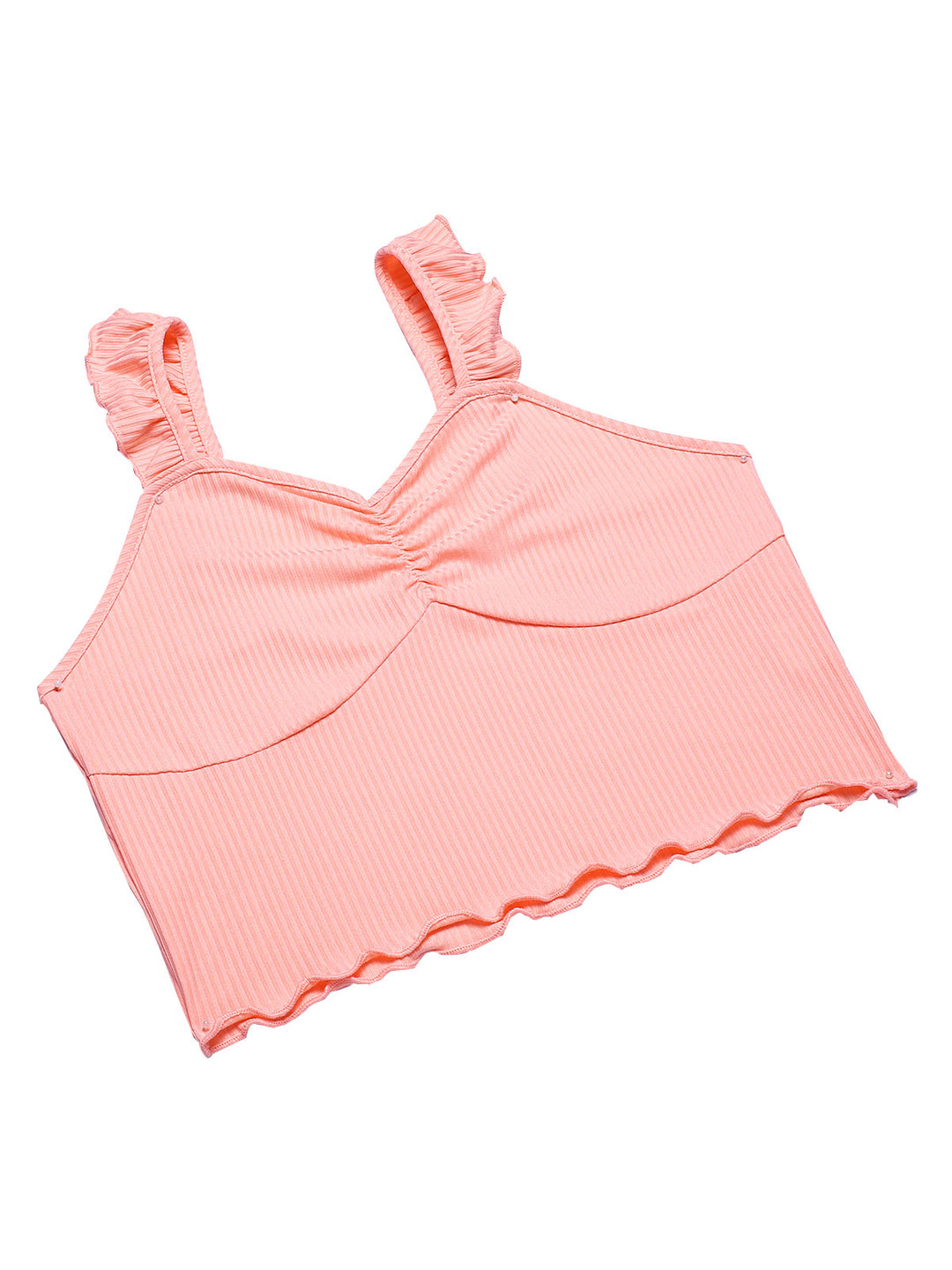 Pink Solid Ruffles Straps Pajamas, vintage pajamas, retro nightwear - perfect for women who love vintage and retro fashion