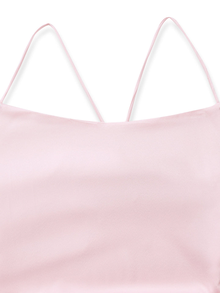 Pink 1930s Spaghetti Strap Backless Ruffle Dress 9