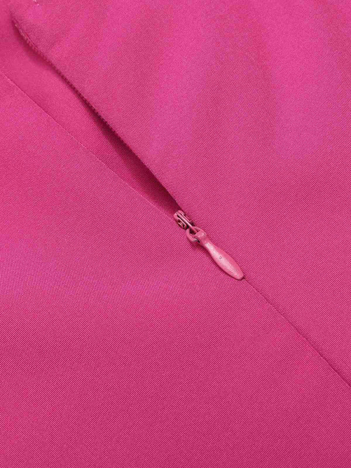Pink 1930s V-Neck Ruffled Irregular Slit Dress, vintage dress, retro fashion - perfect for women who love vintage and retro fashion
