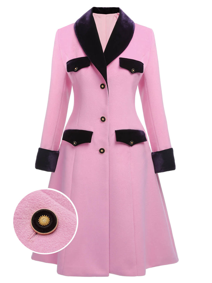 Pink 1930s Velvet Patchwork Button Coat - vintage fashion, style