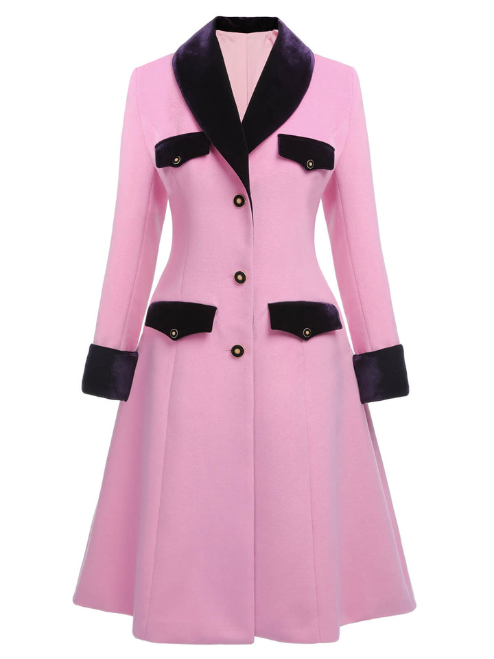 Pink 1930s Velvet Patchwork Button Coat - vintage fashion, style