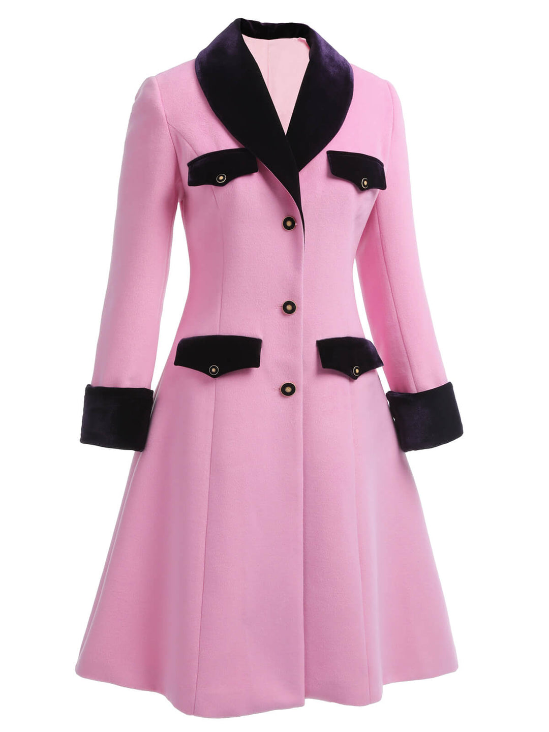 Pink 1930s Velvet Patchwork Button Coat - vintage fashion, style