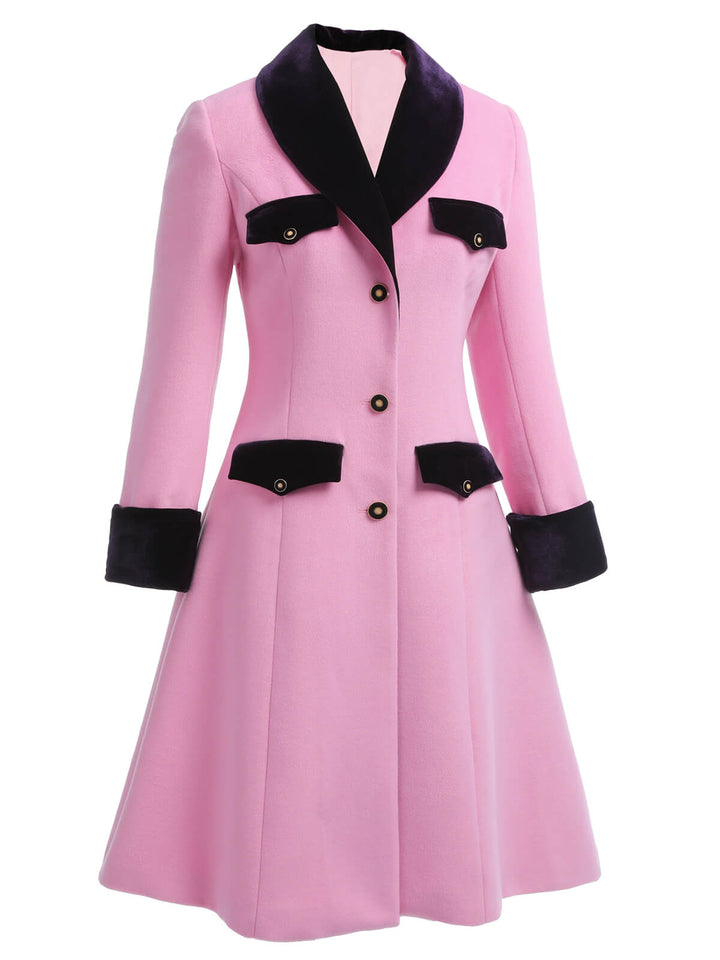 Pink 1930s Velvet Patchwork Button Coat - vintage fashion, style